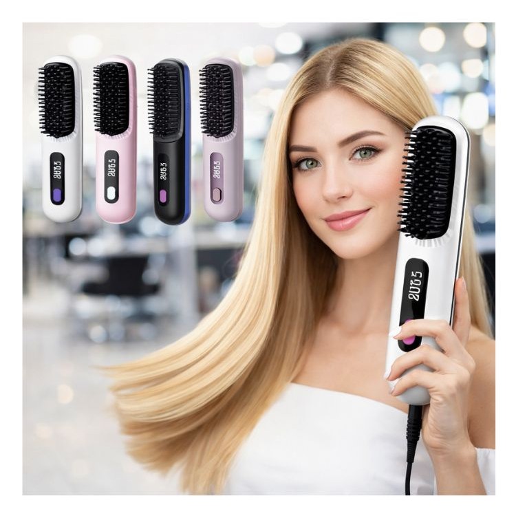 Cepillo Plancha De Cabello Digital Inalámbrico