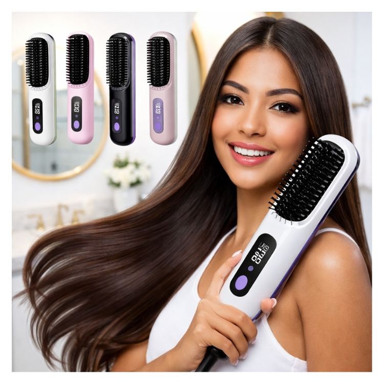 Cepillo Plancha De Cabello Digital Inalámbrico