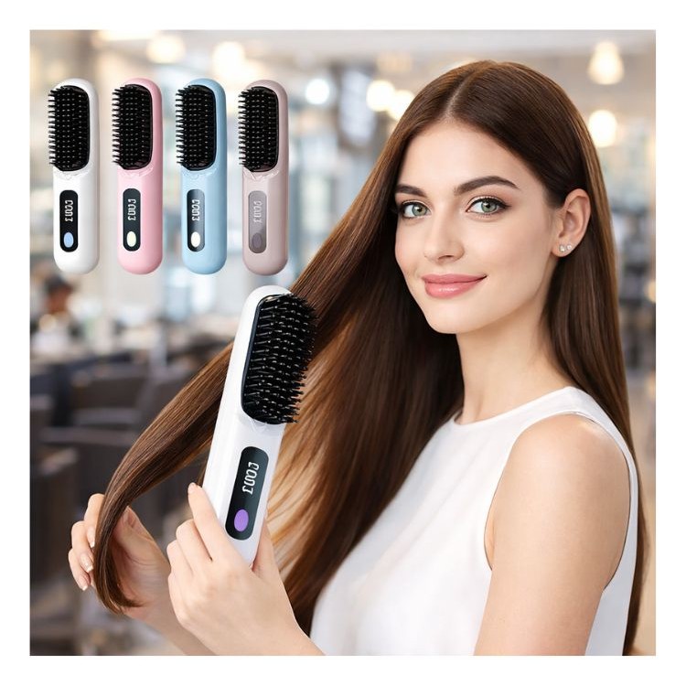 Cepillo Plancha De Cabello Digital Inalámbrico