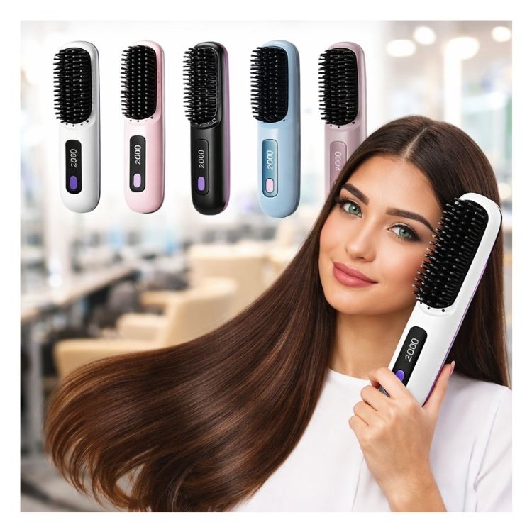 Cepillo Plancha De Cabello Digital Inalámbrico